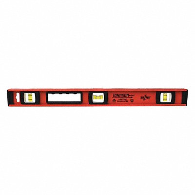 JOHNSON LEVEL 12532400 I-Beam Level Number of Vials 3 24 in L