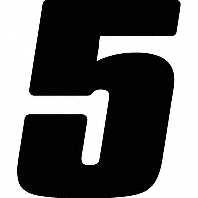 HARDLINE PRODUCTS DB412B5 Number Label Blk Vinyl 4in. H No 5 PK12