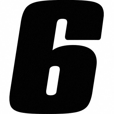 HARDLINE PRODUCTS DB412B6 Number Label Blk Vinyl 4in. H No 6 PK12