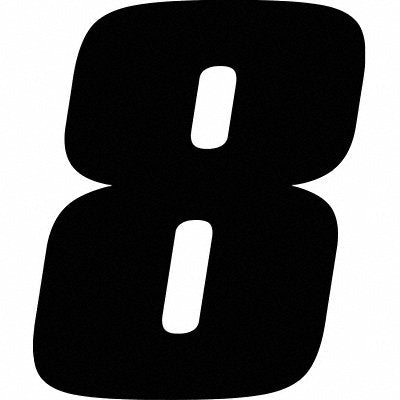 HARDLINE PRODUCTS DB412B8 Number Label Blk Vinyl 4in. H No 8 PK12