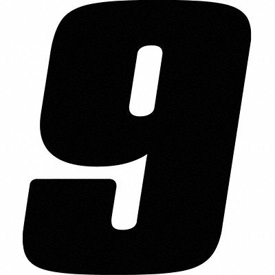 HARDLINE PRODUCTS DB73B9 Number Label Blk Vinyl 7in. H No 9 PK3