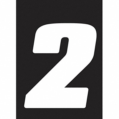 HARDLINE PRODUCTS DB43W2 Number Label Wht Vinyl 4 in H No 2 PK3
