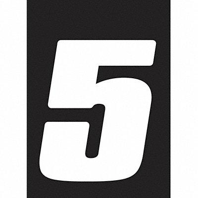 HARDLINE PRODUCTS DB73W5 Number Label Wht Vinyl 7in. H No 5 PK3