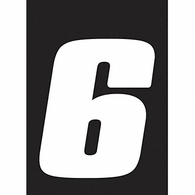 HARDLINE PRODUCTS DB512W6 Number Label Wht 5-1/2 in H No 6 PK12