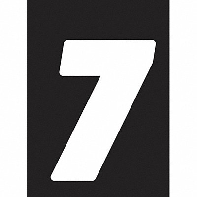 HARDLINE PRODUCTS DB43W7 Number Label Wht Vinyl 4 in H No 7 PK3
