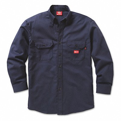 DICKIES FR 2837NBMD0R FR Button Down Work Shirt M Navy