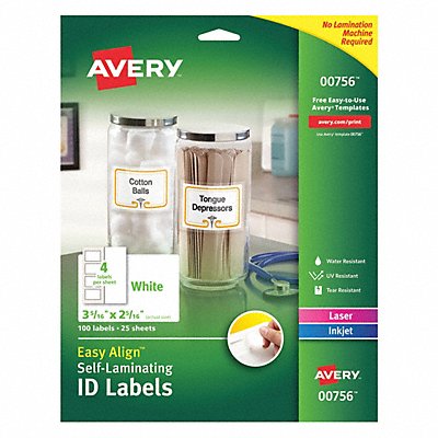 AVERY 7278200756 Lser/Inkjt Lbl 2-5/16 H 3-5/16 W PK100