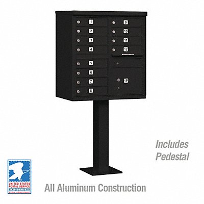 SALSBURY INDUSTRIES 3312BLKU Cluster Box Unit Black 13 Doors 18 in W
