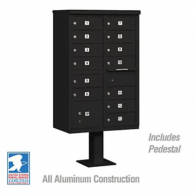 SALSBURY INDUSTRIES 3313BLKU Cluster Box Unit Black 14 Doors 18 in W