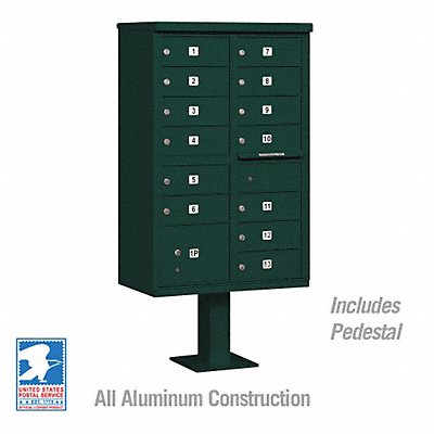 SALSBURY INDUSTRIES 3313GRNU Cluster Box Unit Green 14 Doors 18 in W