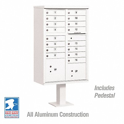 SALSBURY INDUSTRIES 3316WHTU Cluster Box Unit White 18 Doors 18 in W