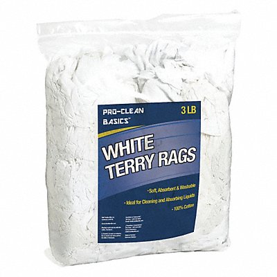 PROCLEAN BASICS Z99200 White Terry Cloth Remnants 3 lb Bag