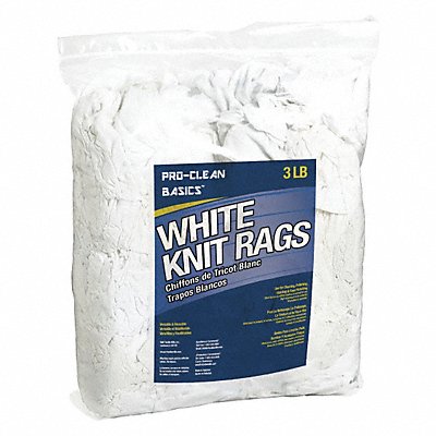 PROCLEAN BASICS Z99300 White T-Shirt Knit Rags 3 lb Bag