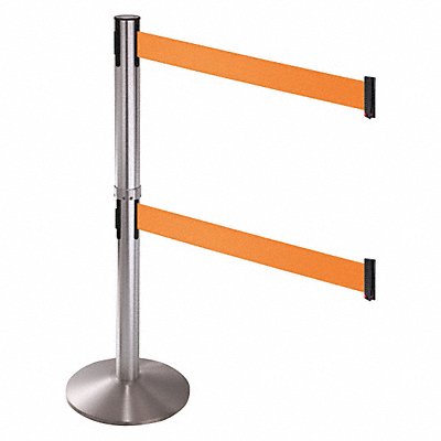 RETRACTA-BELT 330DSSOR Barrier Post Orange Belt Cast Iron Base