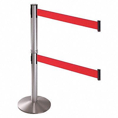 RETRACTA-BELT 330DSSRD Barrier Post SS Red Belt Cast Iron Base