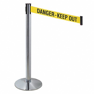 RETRACTA-BELT 330PAPCDKO Barrier Post Grey Yellow/Blk Txt 3in Belt W