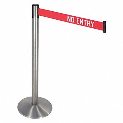 RETRACTA-BELT 330SASSNE Barrier Post Satin SS Grey No Entry