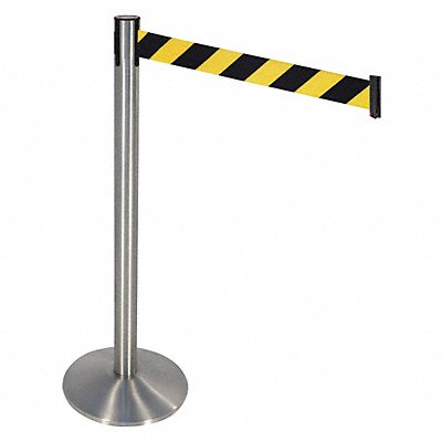 RETRACTA-BELT 330SSBYD Barrier Post 10ft. Belt L Cast Iron Base