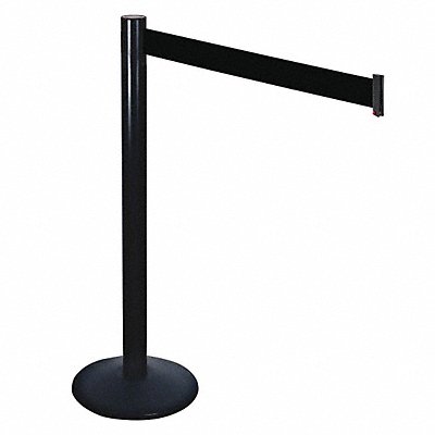 RETRACTA-BELT 331BABK Barrier Post Blk Blk Belt Aluminum Post