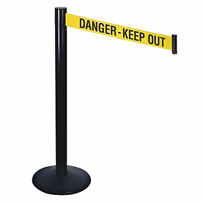 RETRACTA-BELT 331BADKO Barrier Post Black Yellow/Blk Text 40 in H
