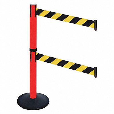 RETRACTA-BELT 331DPRDBYD Barrier Post PVC Post Black Blk/Yellow Belt