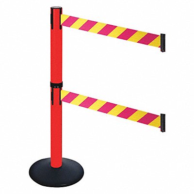 RETRACTA-BELT 331DPRDMYD Barrier Post Blk Magenta/Yellow Belt Sloped