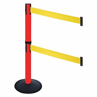 RETRACTA-BELT 331DPRDYW Barrier Post PVC Post Yellow Belt 2 Belts