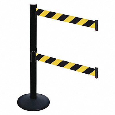 RETRACTA-BELT 331DPSBBYD Barrier Post Sloped Black Black/Yellow Belt