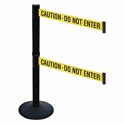 RETRACTA-BELT 331DPSBCAU Barrier Post PVC Post Black Yellow/Blk Text