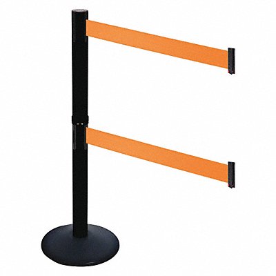 RETRACTA-BELT 331DPSBOR Barrier Post Cast Iron Orange Belt 40inH