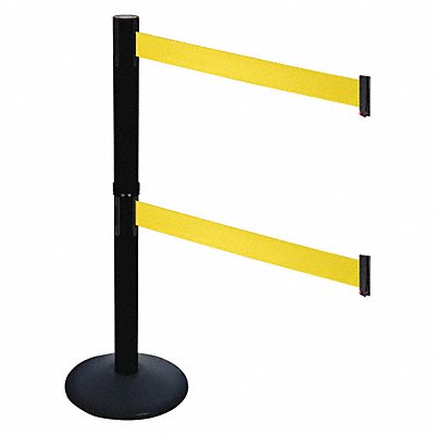 RETRACTA-BELT 331DPSBYW Barrier Post PVC Post Blk Yellow Belt 40inH