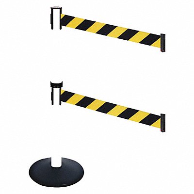 RETRACTA-BELT 331DPWHBYD Barrier Post Black Black/Yellow Belt