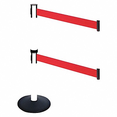 RETRACTA-BELT 331DPWHRD Barrier Post PVC Post Blk Red Belt 40inH