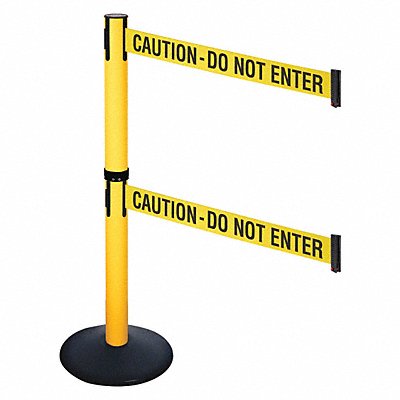 RETRACTA-BELT 331DPYWCAU Barrier Post 40 in H Yellow/Black Text