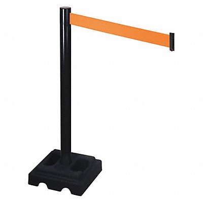 RETRACTA-BELT 332BAOR Barrier Post Black Orange Belt Square