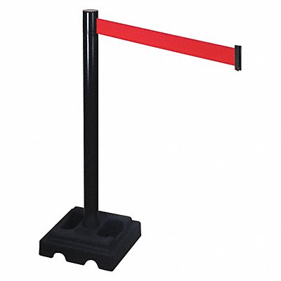 RETRACTA-BELT 332BARD Barrier Post Blk Red Belt Square w/Base