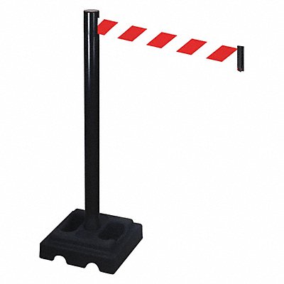 RETRACTA-BELT 332BARWD Barrier Post Black Red/White Belt Square