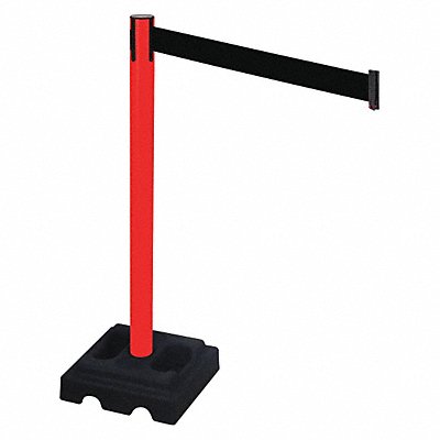 RETRACTA-BELT 332PRDBK Barrier Post Black Black Belt Square