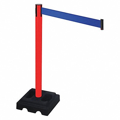 RETRACTA-BELT 332PRDBL Barrier Post Black Blue Belt Square