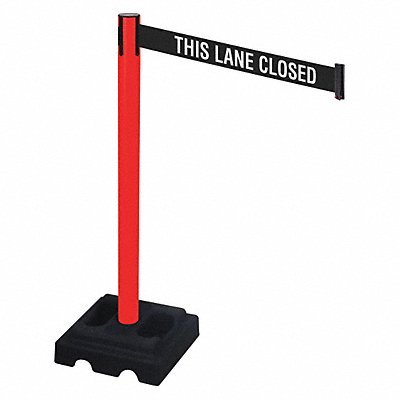RETRACTA-BELT 332PRDTLC Barrier Post Black Black/White Belt
