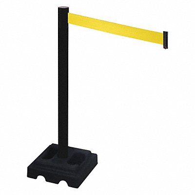 RETRACTA-BELT 332PSBYW Barrier Post Black Yellow Belt Square