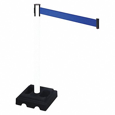 RETRACTA-BELT 332PWHBL Barrier Post Black Blue Belt Square