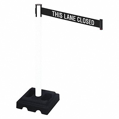 RETRACTA-BELT 332PWHTLC Barrier Post Black Post Black/White Belt