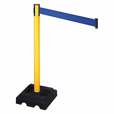RETRACTA-BELT 332PYWBL Barrier Post Black Post Blue Belt Square