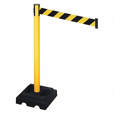 RETRACTA-BELT 332PYWBYD Barrier Post Blk/Yellow Belt Square 40in. H