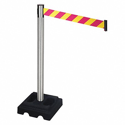 RETRACTA-BELT 332SAMYD Barrier Post Satin SS Square 40in. H
