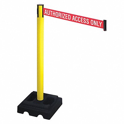 RETRACTA-BELT 332YAAAO Barrier Post Black 3 in Belt W Square