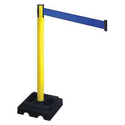 RETRACTA-BELT 332YABL Barrier Post Black Blue Belt Square