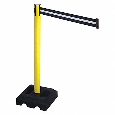 RETRACTA-BELT 332YABW Barrier Post Blk/White Belt Square 40inH