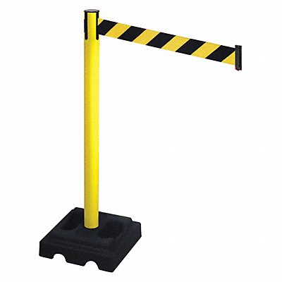 RETRACTA-BELT 332YABYD Barrier Post Square Blk/Yellow Belt 40in. H